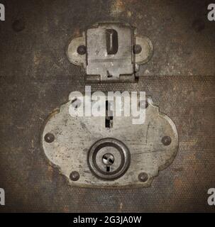 Old canvas trunk lock close up Stock Photo