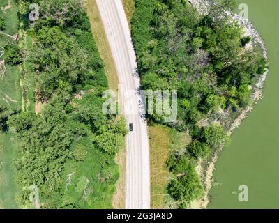 Aerial view of the Skokie Lagoons Stock Photo