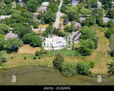 Aerial view of the Skokie Lagoons Stock Photo