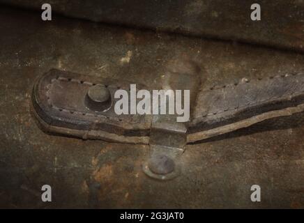Old canvas trunk handle close up Stock Photo