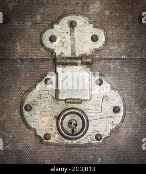 Old canvas trunk lock close up Stock Photo