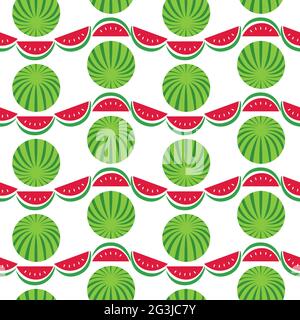 Watermelons geometric vector pattern seamless pattern background. Stock Vector