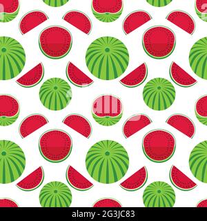Watermelons geometric vector pattern seamless pattern background. Stock Vector