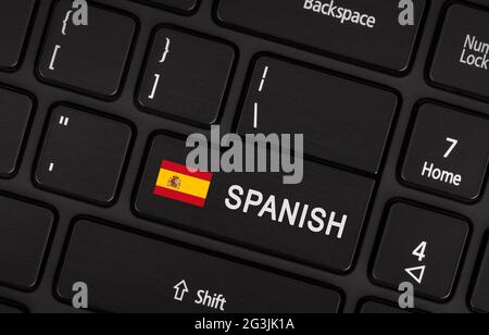 Enter button with flag Spain - Concept of language Stock Photo