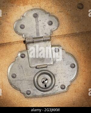 Old canvas trunk lock close up Stock Photo