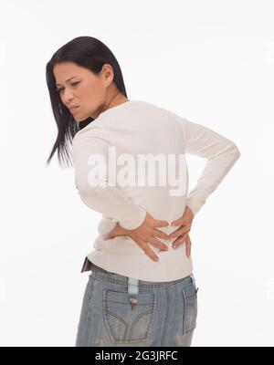 Woman feel pain in back Stock Photo