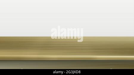 Realistic yellow wood table top on white background - Vector illustration Stock Vector