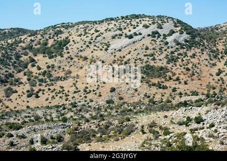 Jurassic limestone rock outcrops on Mt. Hermon in northern Israel Stock Photo