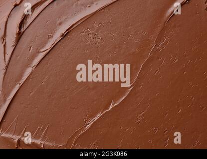 melted chocolate cream  background, top view Stock Photo