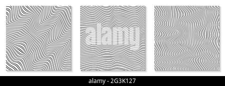 Set of layouts with wavy lines.Abstract background modern design. Minimalistic template for poster, banner, cover, postcard Stock Vector