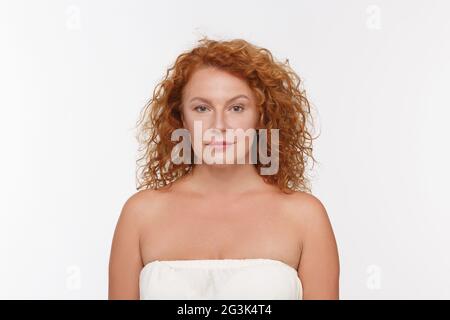 Mature woman without emotions Stock Photo