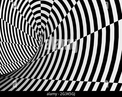Abstract black and white tunnel Stock Photo