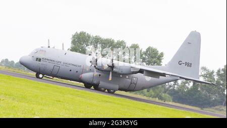LEEUWARDEN, THE NETHERLANDS - JUNE 10, 2016: Dutch Air Force Lockheed C-130H-30 Hercules (L-382) [G-273] during a demonstration Stock Photo