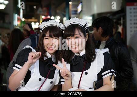 People celebrating Halloween in Shibuya, Tokyo, Japan Stock Photo