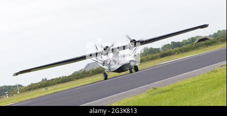 LEEUWARDEN, NETHERLANDS - JUNE 11: Consolidated PBY Catalina in Dutch Navy colors flying at the Royal Netherlands Air Force Days Stock Photo