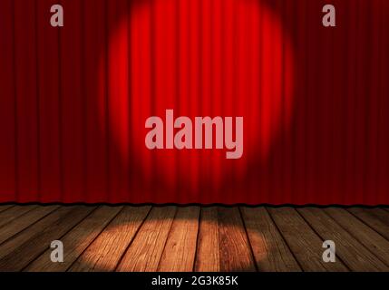 Stage with red curtain Stock Photo