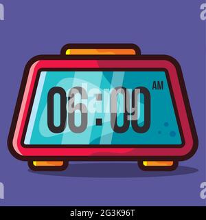 digital alarm clock vector illustration in flat style Stock Vector