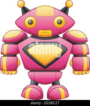 Cute big cartoon robot character isolated on white background Stock Vector