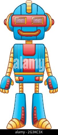 Cute cartoon robot character isolated on white background Stock Vector