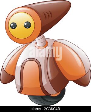 Cartoon funny robot with a wheel as legs Stock Vector