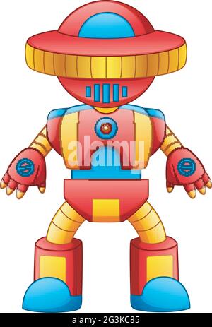 Colorful toy robot cartoon isolated on white background Stock Vector