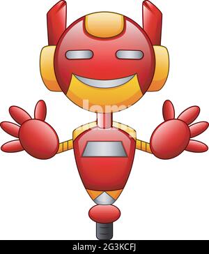 Red robot cartoon character isolated on white background Stock Vector