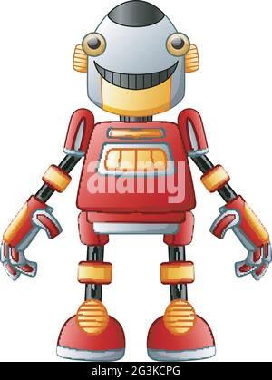Cute cartoon robot isolated on white background Stock Vector