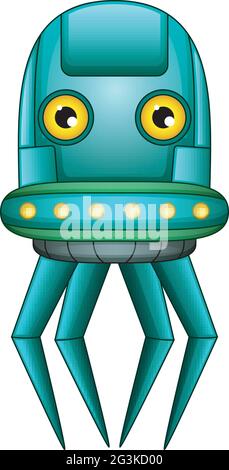 Octopus Robot character isolated on white background Stock Vector