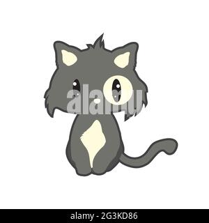 Illustration of funny flat cat Stock Photo