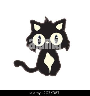 Illustration of cute cartoon black cat Stock Photo