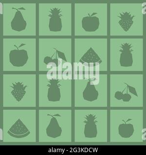 Semless pattern with monochrome fruits Stock Photo