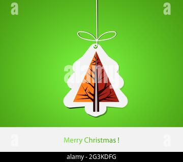 Christmas illustration with abstract pine tree Stock Photo