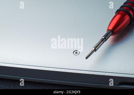 Concept of repair or technical service notebook. Stock Photo