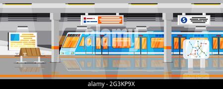 Empty Subway Station Interior. Stock Vector
