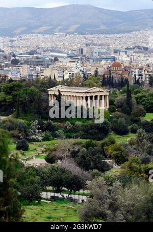 Ancient Greek place of worship, built in the Doric style out of marble ...
