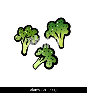 Cartoon broccoli set. Green broccoli isolated on white background. Hand-drawn fresh vegetables. The symbol of healthy, wholesome food, eco nutrition, Stock Vector