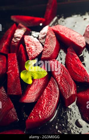 Freshly sliced beetroot Stock Photo