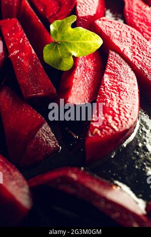 Freshly sliced beetroot Stock Photo