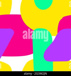 Seamless vector stock multicolor pattern. Bright yellow, green, pink, purple spots on a white background. Hand-drawn liquid shapes illustration for wa Stock Vector
