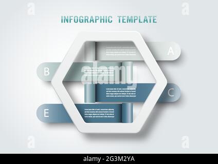 Vector infographic template with 3D paper label, integrated circles. Business concept with 4 options. For content, diagram, flowchart, steps, parts. Stock Vector