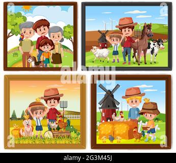 Set of different family photo frames illustration Stock Vector