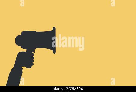 Megaphone message template with blank speech bubble, vector flat Stock Vector
