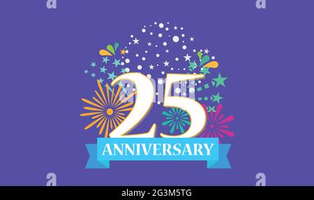 25 Anniversary banner design. Wedding floral. Stock vector Stock Vector