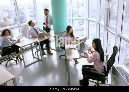 Team working process on international project Stock Photo