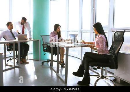 Team working process on international project Stock Photo