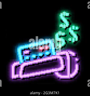 pos terminal card payment neon glow icon illustration Stock Vector