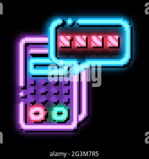 pos terminal pin code neon glow icon illustration Stock Vector