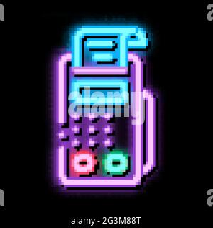 pos terminal print receipt neon glow icon illustration Stock Vector