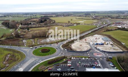 Aerial View of New Housing Construction Site Development, Minster Way, Beverley, East Riding of Yorkshire, England, UK, January 2021 Stock Photo