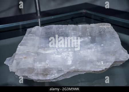 macro shooting of collection natural rock - crystal of gypsum mineral stone ore extracted, from Lampang Thailand. Stock Photo